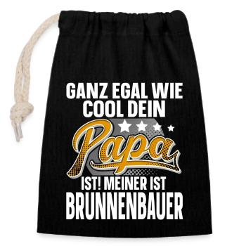 Brunnenbauer Papa Vater Vatertag Cooler Papa - Verschließbarer Geschenkbeutel aus Baumwolle (14x20cm) - Schwarz - Vorne