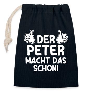 Peter - Verschließbarer Geschenkbeutel aus Baumwolle (14x20cm) - Navy - Vorne