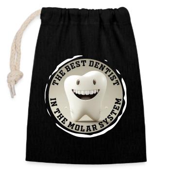 Best dentist in the molar system - bester Zahnarzt - Verschließbarer Geschenkbeutel aus Baumwolle (14x20cm) - Schwarz - Vorne