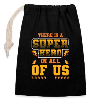 Everyday life rescuers help comics - Closable cotton gift bag (14x20cm) - black - Front