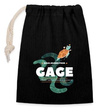 GAGE, Grand Amour Grande Energie - Sac cadeau en coton avec cordon (14 x 20 cm) - noir - Devant