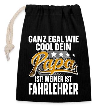 Fahrlehrer Papa Vater Vatertag Cooler Papa - Verschließbarer Geschenkbeutel aus Baumwolle (14x20cm) - Schwarz - Vorne