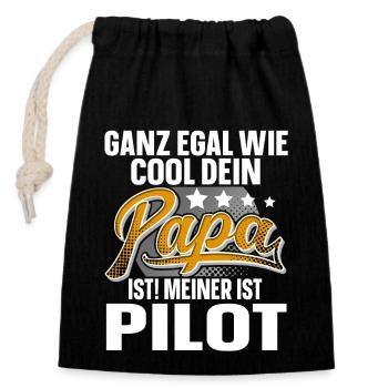 Pilot Papa Vater Vatertag Cooler Papa - Verschließbarer Geschenkbeutel aus Baumwolle (14x20cm) - Schwarz - Vorne