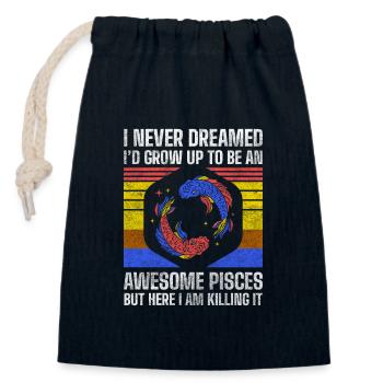 Pisces Neptune Birth Month Planet - Closable cotton gift bag (14x20cm) - navy - Front