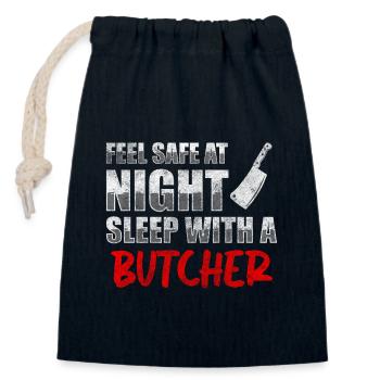 Metzger Fleischerei Beruf - Verschließbarer Geschenkbeutel aus Baumwolle (14x20cm) - Navy - Vorne