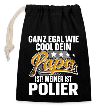 Polier Papa Vater Vatertag Cooler Papa - Verschließbarer Geschenkbeutel aus Baumwolle (14x20cm) - Schwarz - Vorne