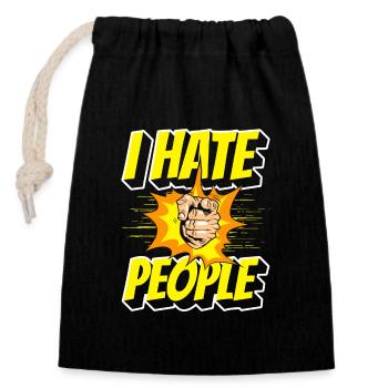 Hatred, humor, aversion, irony - Closable cotton gift bag (14x20cm) - black - Front