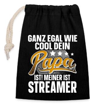 Streamer Papa Vater Vatertag Cooler Papa - Verschließbarer Geschenkbeutel aus Baumwolle (14x20cm) - Schwarz - Vorne