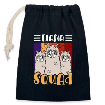 Llama Tier Sanft - Verschließbarer Geschenkbeutel aus Baumwolle (14x20cm) - Navy - Vorne