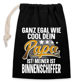 Binnenschiffer Papa Vater Vatertag Cooler Papa - Verschließbarer Geschenkbeutel aus Baumwolle (14x20cm) - Schwarz - Vorne