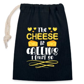 Amateur de fromage Souris Foodie Fat - Sac cadeau en coton avec cordon (14 x 20 cm) - bleu marine - Devant