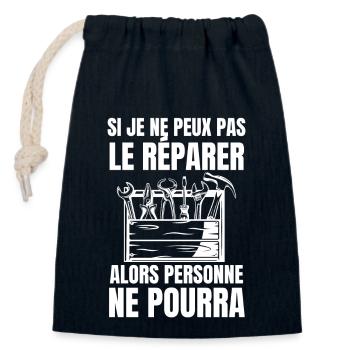 Meilleur réparateur 2 - Sac cadeau en coton avec cordon (14 x 20 cm) - bleu marine - Devant