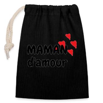 MAMAN d'amour - Sac cadeau en coton avec cordon (14 x 20 cm) - noir - Devant