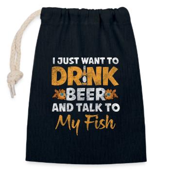 Fische Aquaristen Haustier Zucht - Verschließbarer Geschenkbeutel aus Baumwolle (14x20cm) - Navy - Vorne
