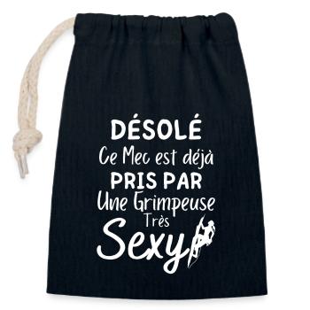 Désolé ce Mec est déjà pris par une Grimpeuse - Sac cadeau en coton avec cordon (14 x 20 cm) - bleu marine - Devant