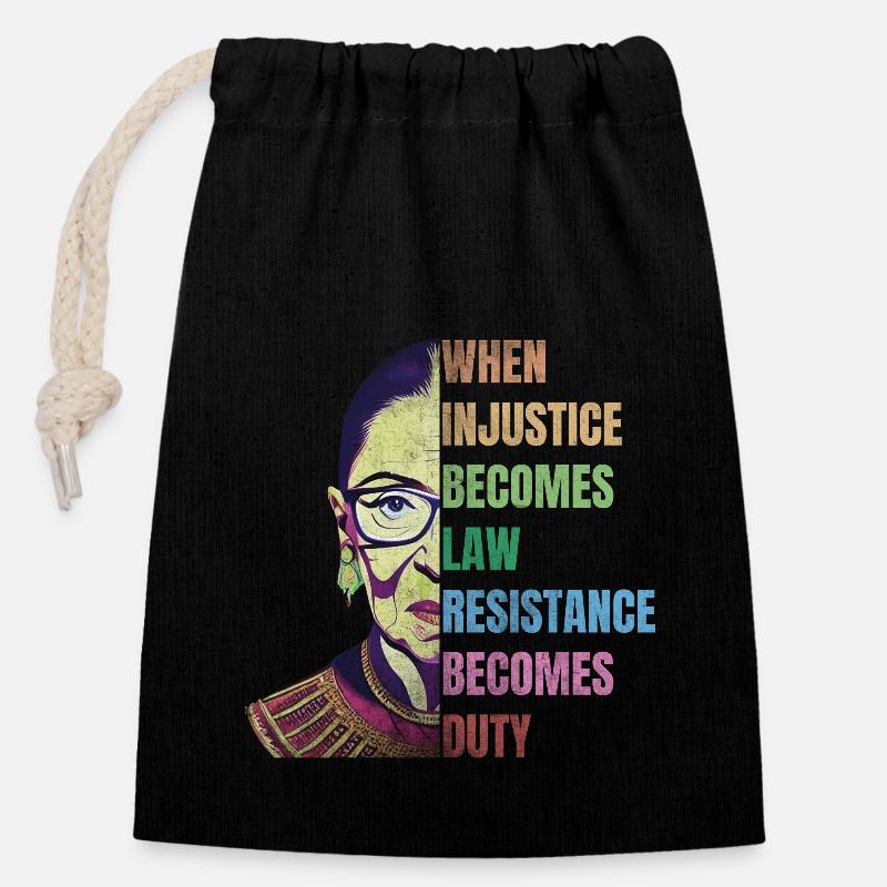 Feminist quotes RBG - Closable cotton gift bag (14x20cm) - black
