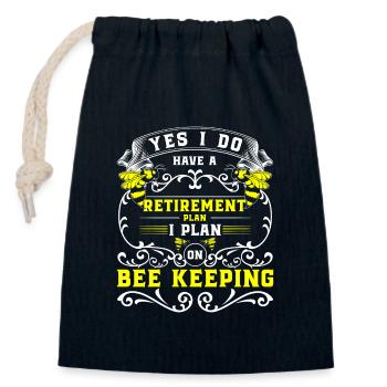 bee, flower, beekeeping, species protection - Closable cotton gift bag (14x20cm) - navy - Front