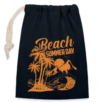Beach Summer Day 1 - Closable cotton gift bag (14x20cm) - navy - Front
