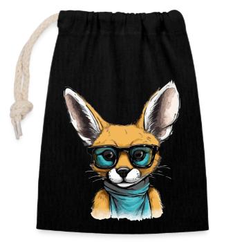 Roro the fennec - Closable cotton gift bag (14x20cm) - black - Front