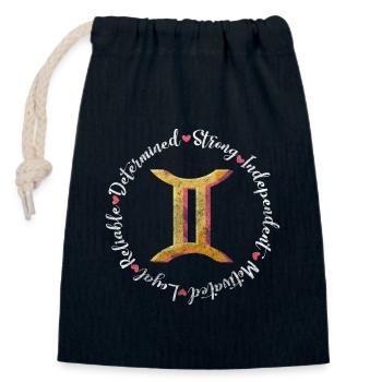 Gemini May Date of Birth - Closable cotton gift bag (14x20cm) - navy - Front