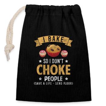 Tartes aux gâteaux boulangers - Sac cadeau en coton avec cordon (14 x 20 cm) - noir - Devant