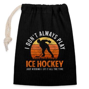Hockey Sportart Wintersport Sieg - Verschließbarer Geschenkbeutel aus Baumwolle (14x20cm) - Schwarz - Vorne