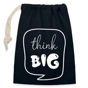 think big - Verschließbarer Geschenkbeutel aus Baumwolle (14x20cm) - Navy - Vorne