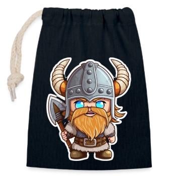 Les expéditions d’Erik : Cartoon Vikings Erik - Sac cadeau en coton avec cordon (14 x 20 cm) - bleu marine - Devant