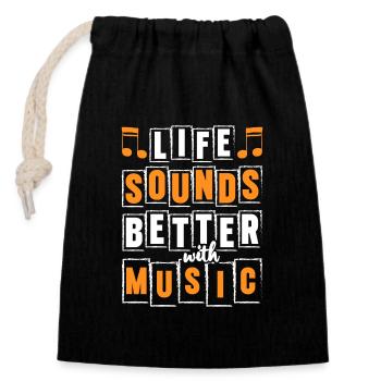 Dj Party Songs Tanzen - Closable cotton gift bag (14x20cm) - black - Front