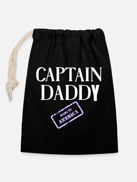 Captain Daddy Made in America - Verschließbarer Geschenkbeutel aus Baumwolle (14x20cm) - Schwarz