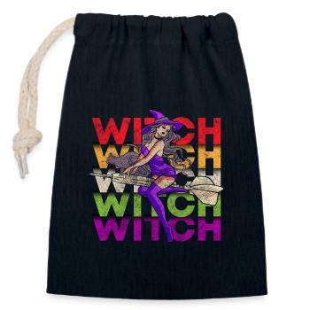 Sorcières Balai de sorcière Halloween - Sac cadeau en coton avec cordon (14 x 20 cm) - bleu marine - Devant
