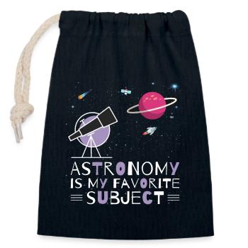 Astronomy is my favorite subject, Space telescope - Closable cotton gift bag (14x20cm) - navy - Front