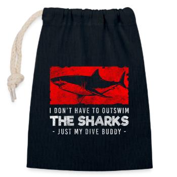 Animal requin - Sac cadeau en coton avec cordon (14 x 20 cm) - bleu marine - Devant