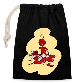 Tirobot Pot de peinture Rouge sur Jaune - Sac cadeau en coton avec cordon (14 x 20 cm) - noir - Devant