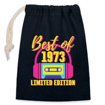 50th Birthday Best of 1973 Cassette Tape Retro 80s - Closable cotton gift bag (14x20cm) - navy - Front