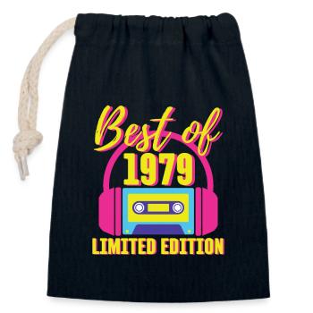 44th Birthday Best of 1979 Cassette Tape Retro 80s - Closable cotton gift bag (14x20cm) - navy - Front