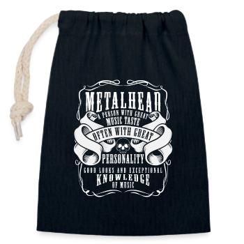 Guitare Heavy Metal Rock - Sac cadeau en coton avec cordon (14 x 20 cm) - bleu marine - Devant