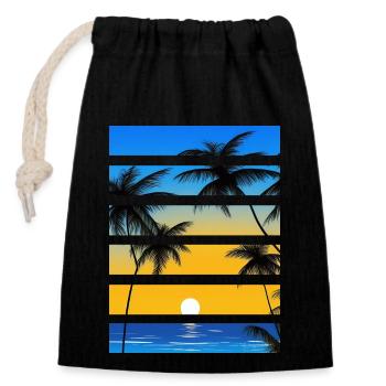 Palmenstrand Sonnenuntergang Sommerurlaub - Verschließbarer Geschenkbeutel aus Baumwolle (14x20cm) - Schwarz - Vorne