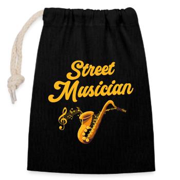 Musicien Instrument Ville Musicien Artiste - Sac cadeau en coton avec cordon (14 x 20 cm) - noir - Devant