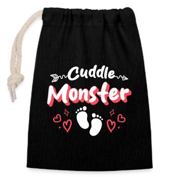Cuddling Hug Relationship - Closable cotton gift bag (14x20cm) - black - Front
