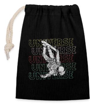 Astronaut Stars Cosmos - Closable cotton gift bag (14x20cm) - black - Front