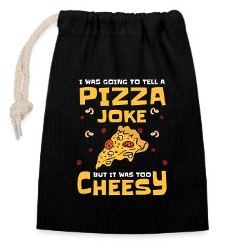Pizza Italy Salami Cheese - Closable cotton gift bag (14x20cm) - black - Front