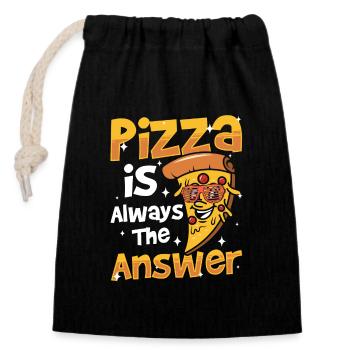 Pizza Italie Humour - Sac cadeau en coton avec cordon (14 x 20 cm) - noir - Devant