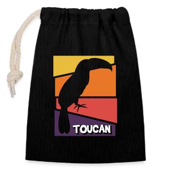 Jungle de vacances aux oiseaux - Sac cadeau en coton avec cordon (14 x 20 cm) - noir - Devant