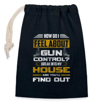Weapons, violence, shooting, revolvers - Closable cotton gift bag (14x20cm) - navy - Front