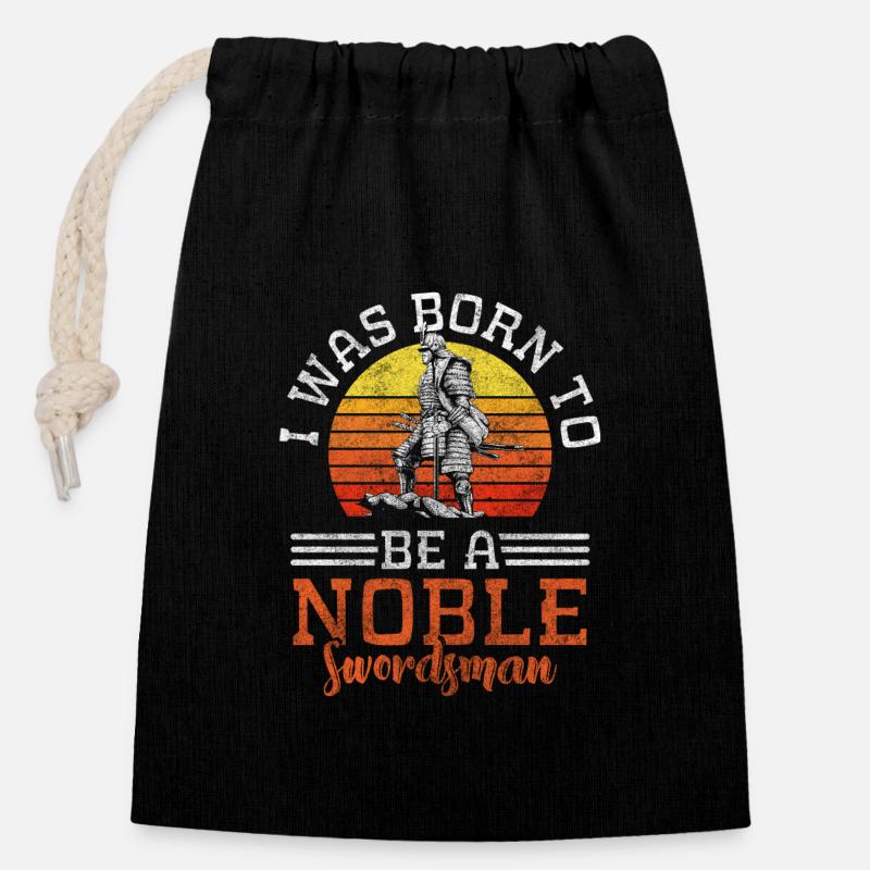 Swordsman Fight Kendo Victory - Closable cotton gift bag (14x20cm) - black