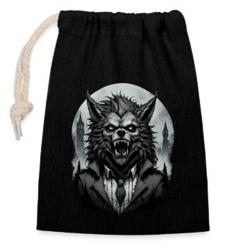 WEREWOLF in costume 6 - Closable cotton gift bag (14x20cm) - black - Front