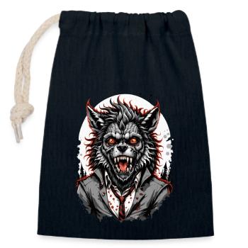 WEREWOLF Costume 7 - Closable cotton gift bag (14x20cm) - navy - Front