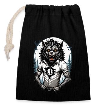 WEREWOLF teen 11 - Closable cotton gift bag (14x20cm) - black - Front