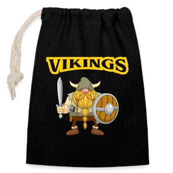 vikings, gnome, explorateur - Sac cadeau en coton avec cordon (14 x 20 cm) - noir - Devant